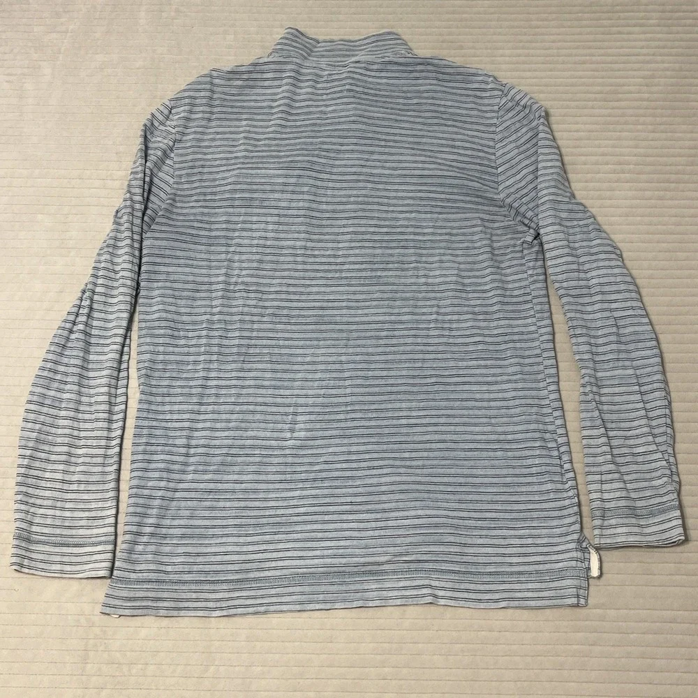 johnnie-O Combs Striped Henley Pullover Lakeside Blue Size L